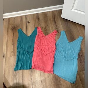 Motherhood Vibrant Tank Tops in Teal, Coral, and Light Blue